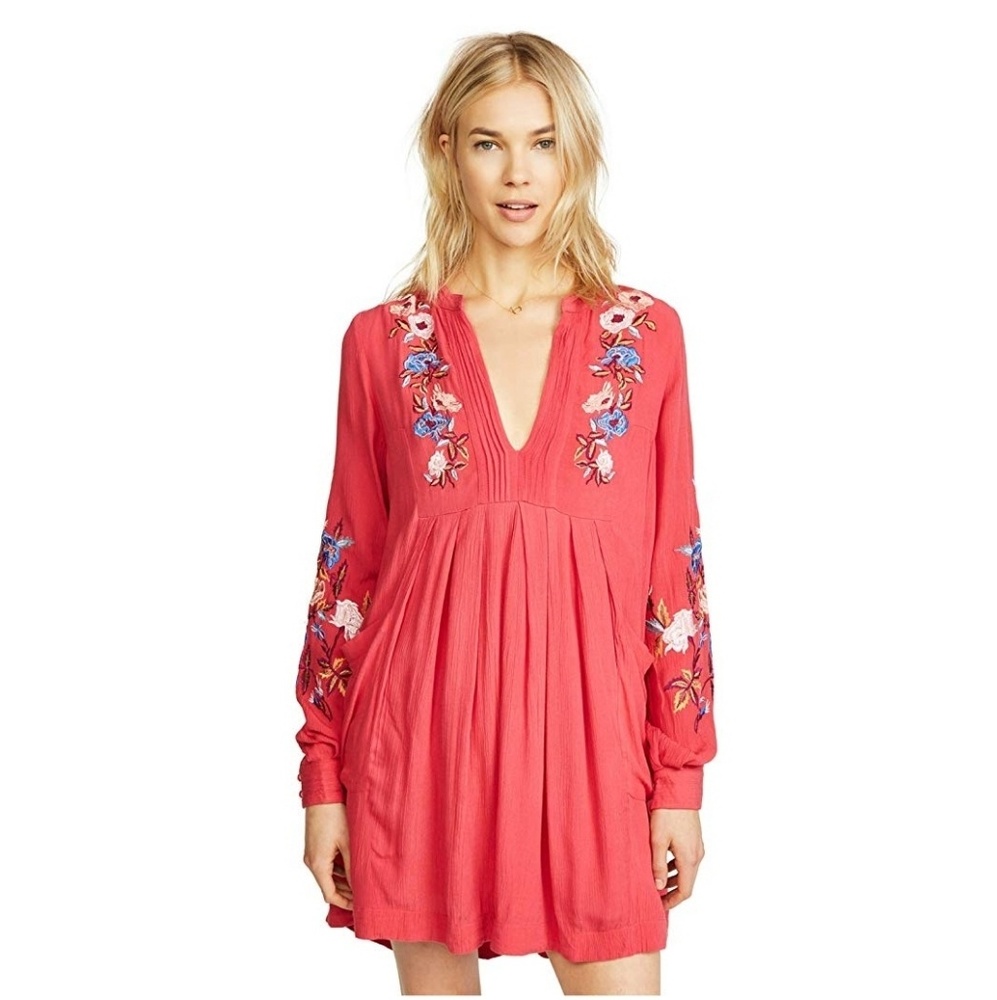 Free People Mia Gauze Embroidered Mini Dress